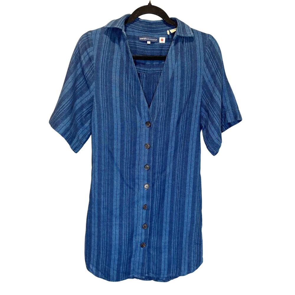 Levi's Made & Crafted Blue Cotton Button Front Frida Dress - size XS